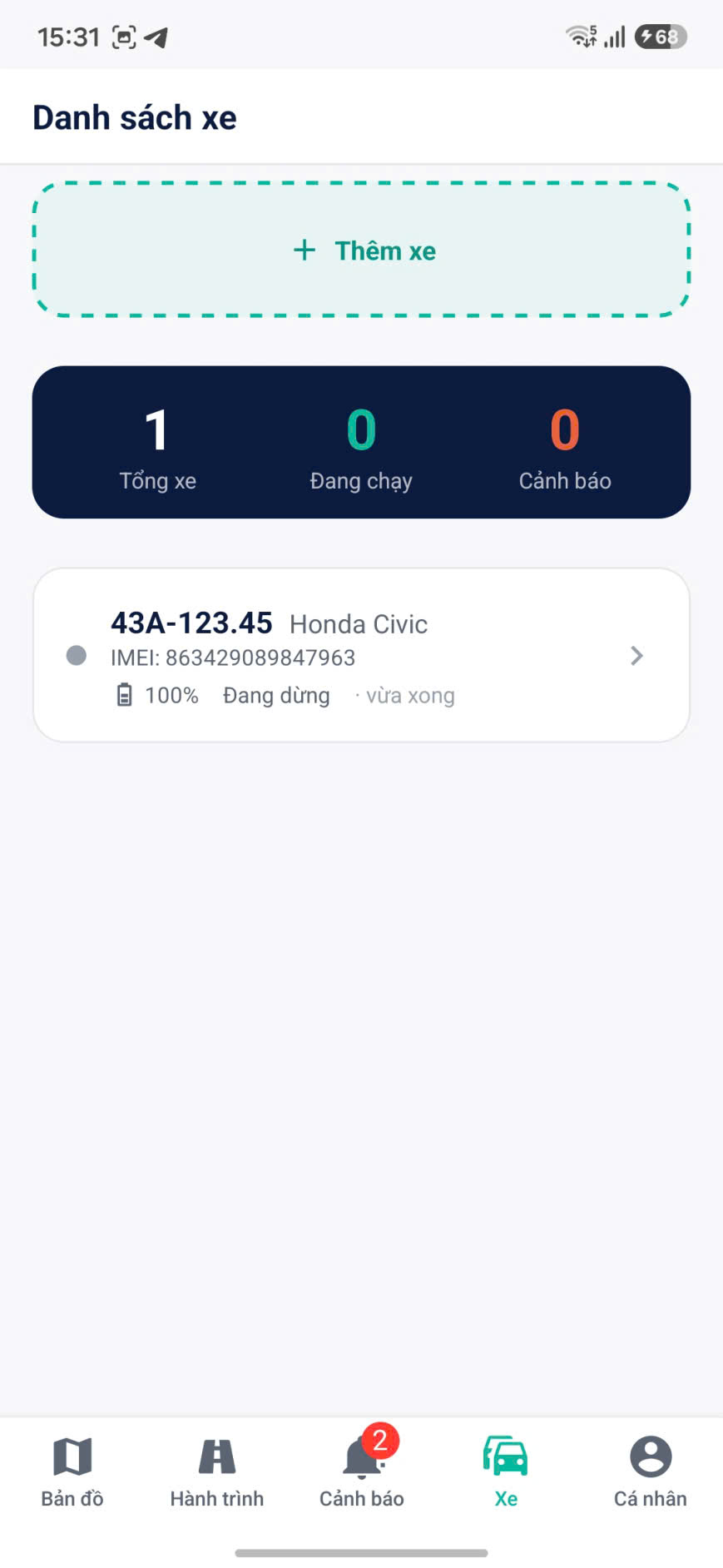 Ứng dụng PINA Tracking — Thêm xe của bạn
